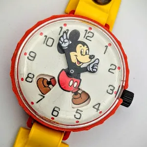 1970's Mickey Mouse Toy Wristwatch by Marx Toys Vintage Mechanical Watch