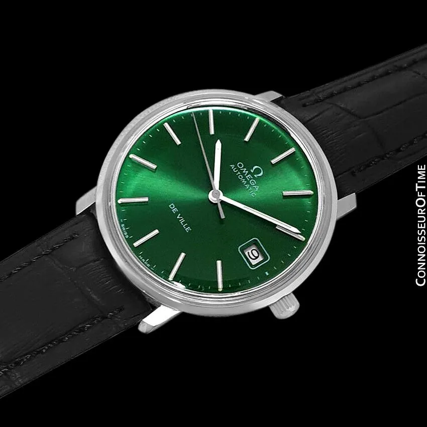 1971 Omega De Ville Vintage Mens Full Size Automatic Watch with Emerald Green Dial - Stainless Steel