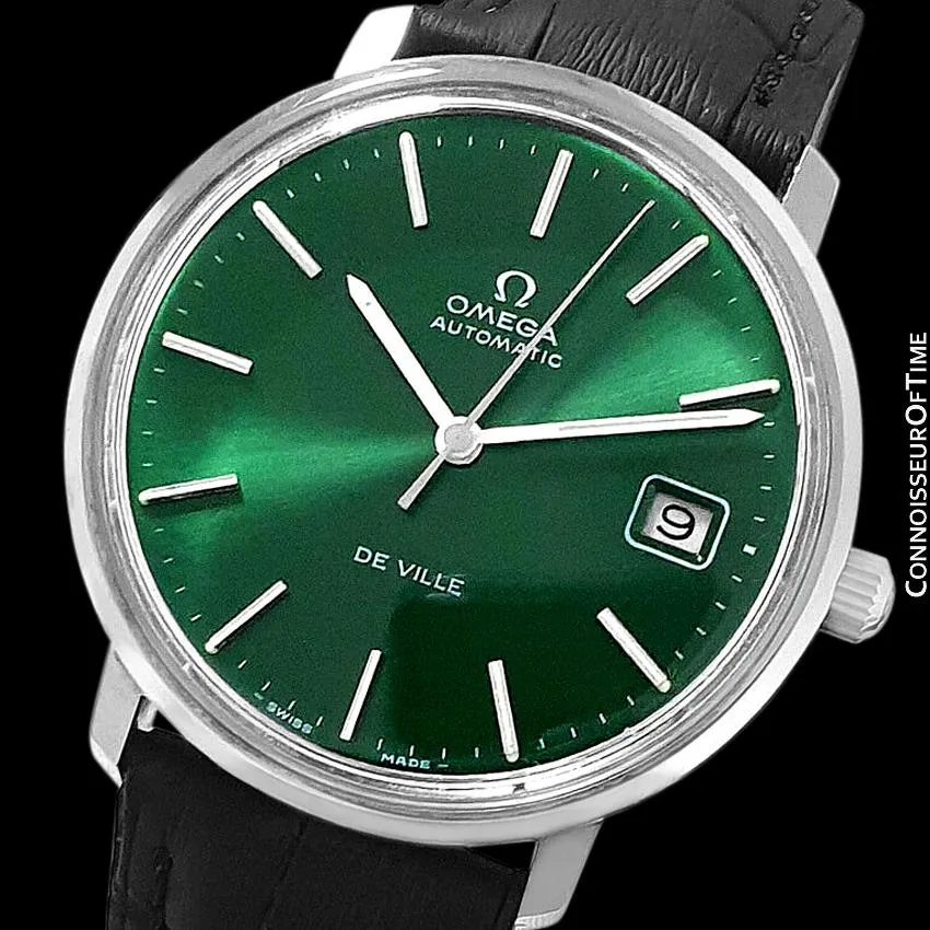 1971 Omega De Ville Vintage Mens Full Size Automatic Watch with Emerald Green Dial - Stainless Steel