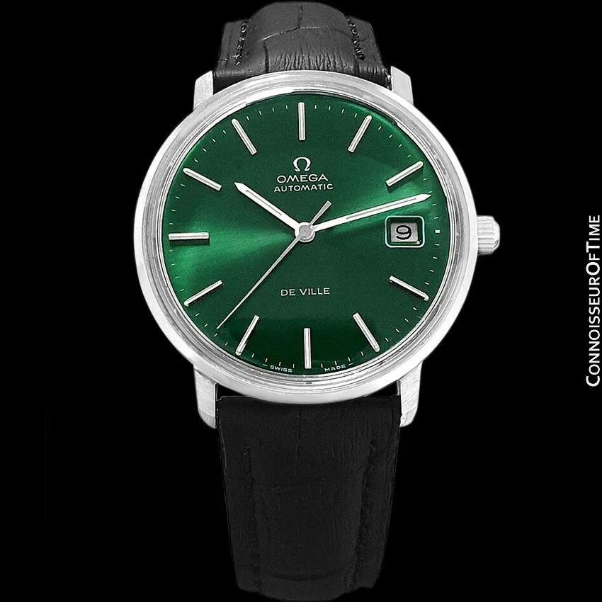 1971 Omega De Ville Vintage Mens Full Size Automatic Watch with Emerald Green Dial - Stainless Steel