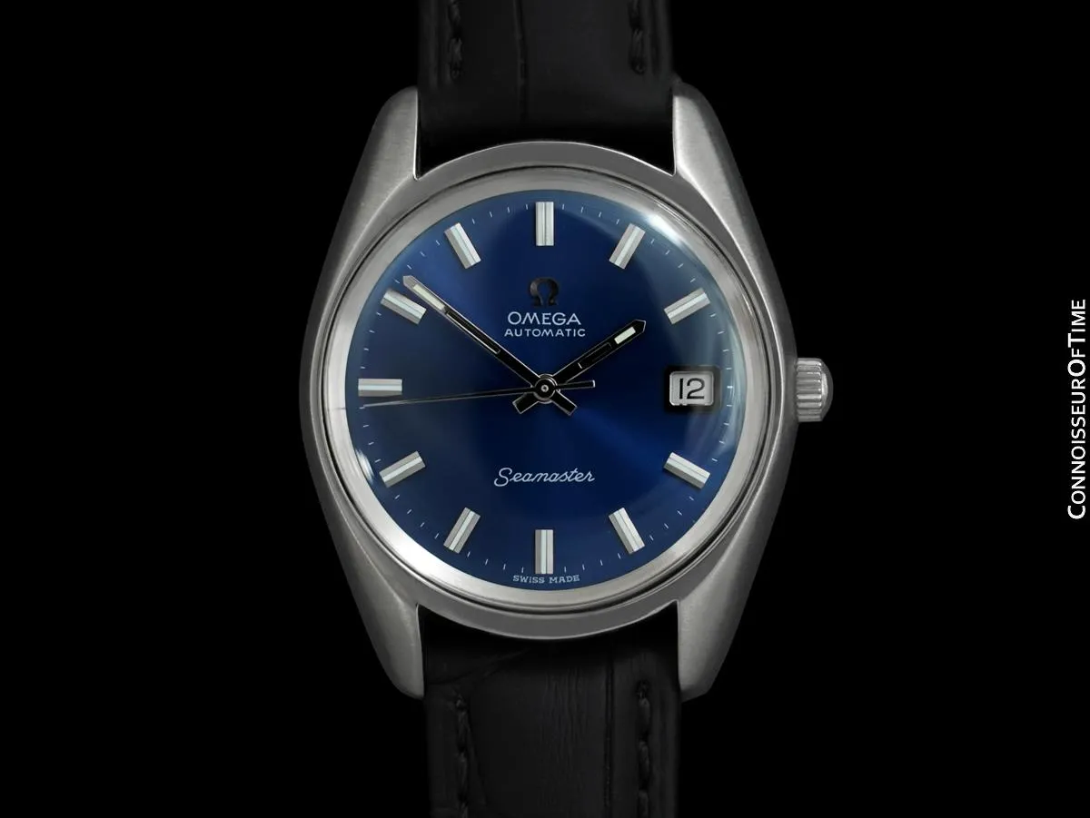 1971 Omega Seamaster Mens Vintage Watch with Automatic Cal. 565 Movement and Royal Blue Dial - Stainless Steel