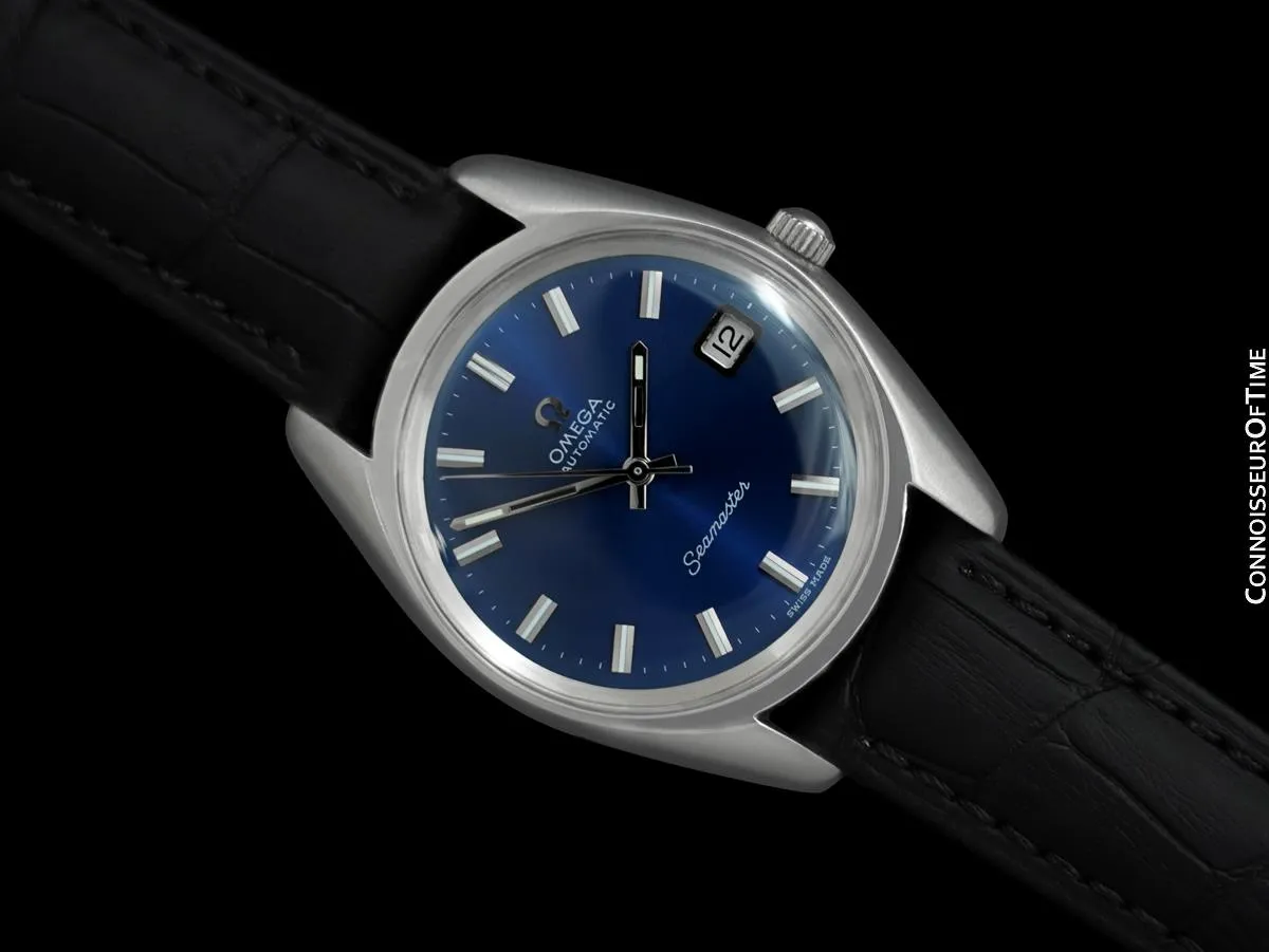 1971 Omega Seamaster Mens Vintage Watch with Automatic Cal. 565 Movement and Royal Blue Dial - Stainless Steel