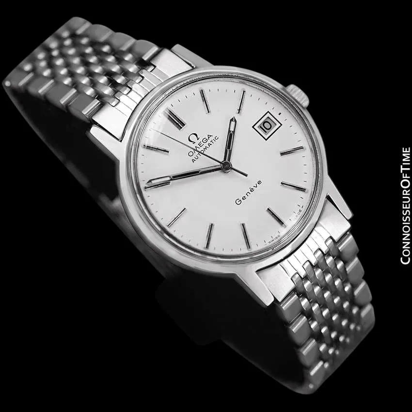 1974 Omega Geneve Vintage Mens Automatic Watch with Quick-Setting Date - Stainless Steel