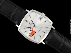1974 Omega Geneve Vintage Mens Unisex Handwound Dress Watch with Disney's Pluto Dog - Stainless Steel