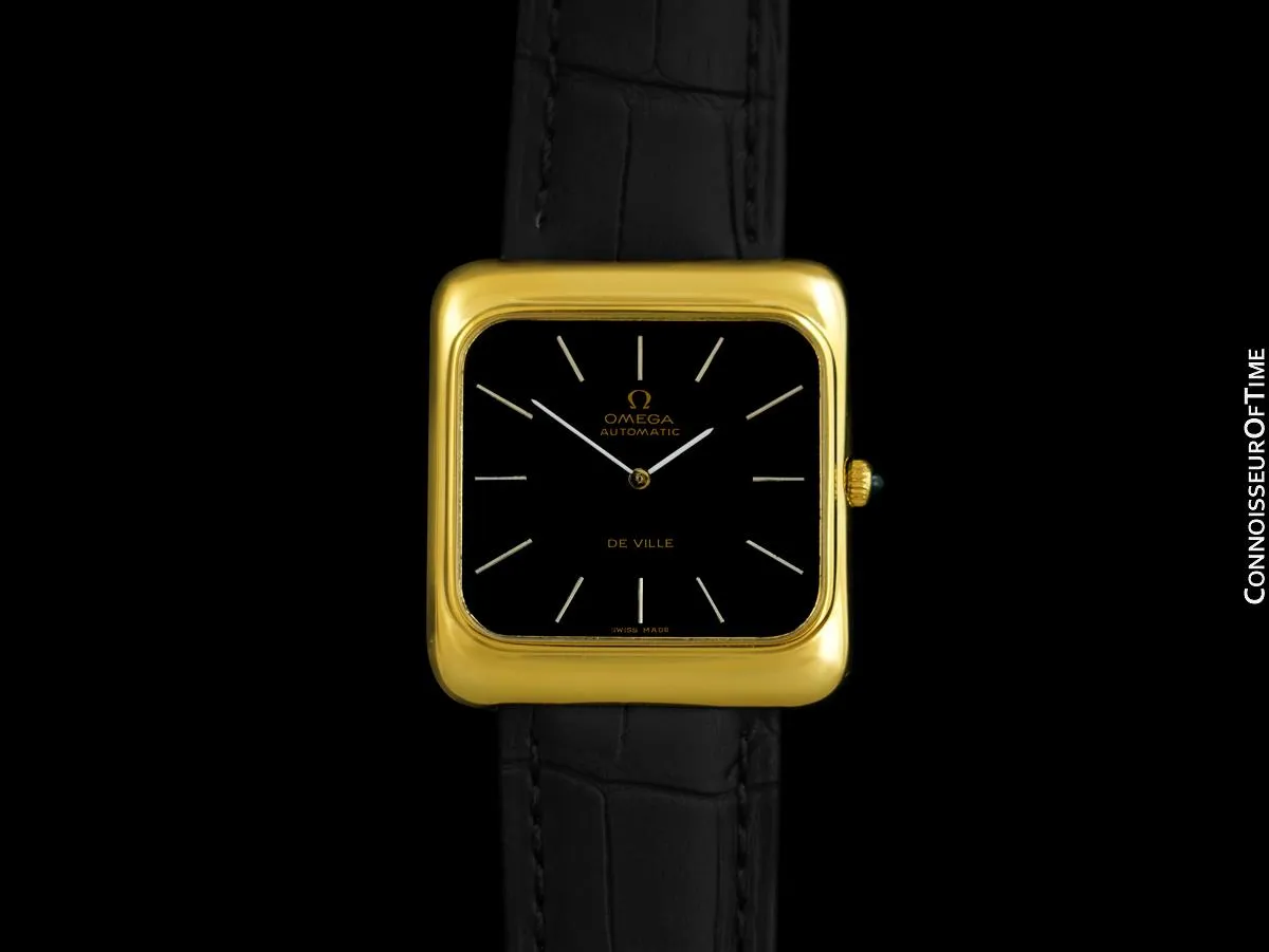 1974 Omega Vintage De Ville Mens Full Size Automatic "TV Shaped" Watch - 18K Gold Plated & Stainless Steel