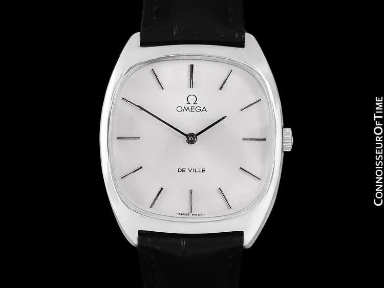 1977 Omega De Ville Vintage Mens Handwound Ultra Thin Dress Watch - Stainless Steel