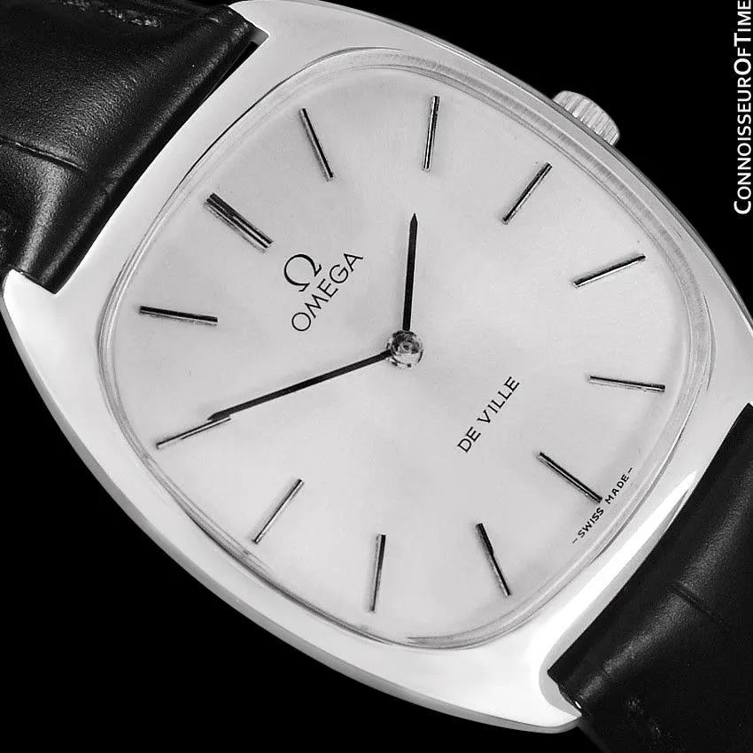 1977 Omega De Ville Vintage Mens Handwound Ultra Thin Dress Watch - Stainless Steel