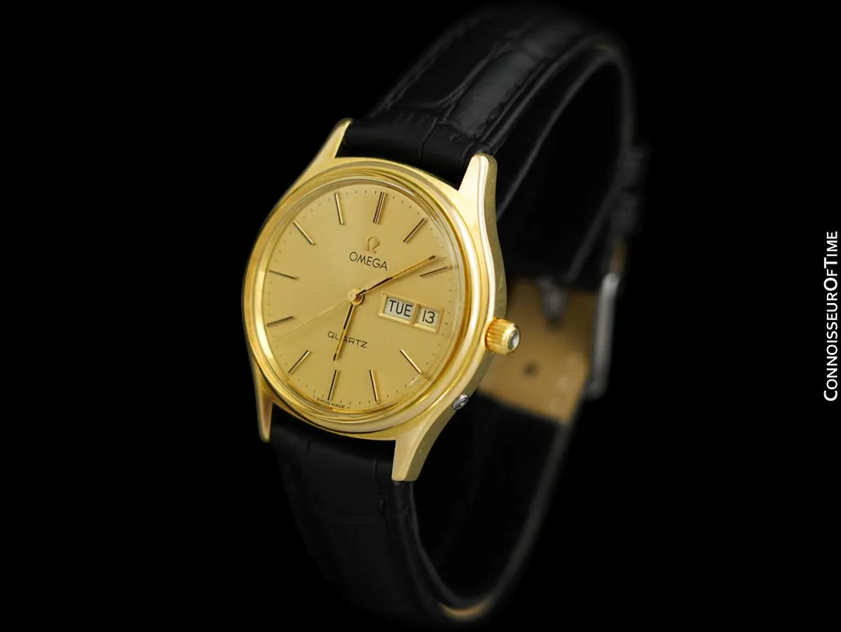 1978 Omega Seamaster Classic Vintage Mens Day Date Quartz Watch - 18K Gold Plated & Stainless Steel