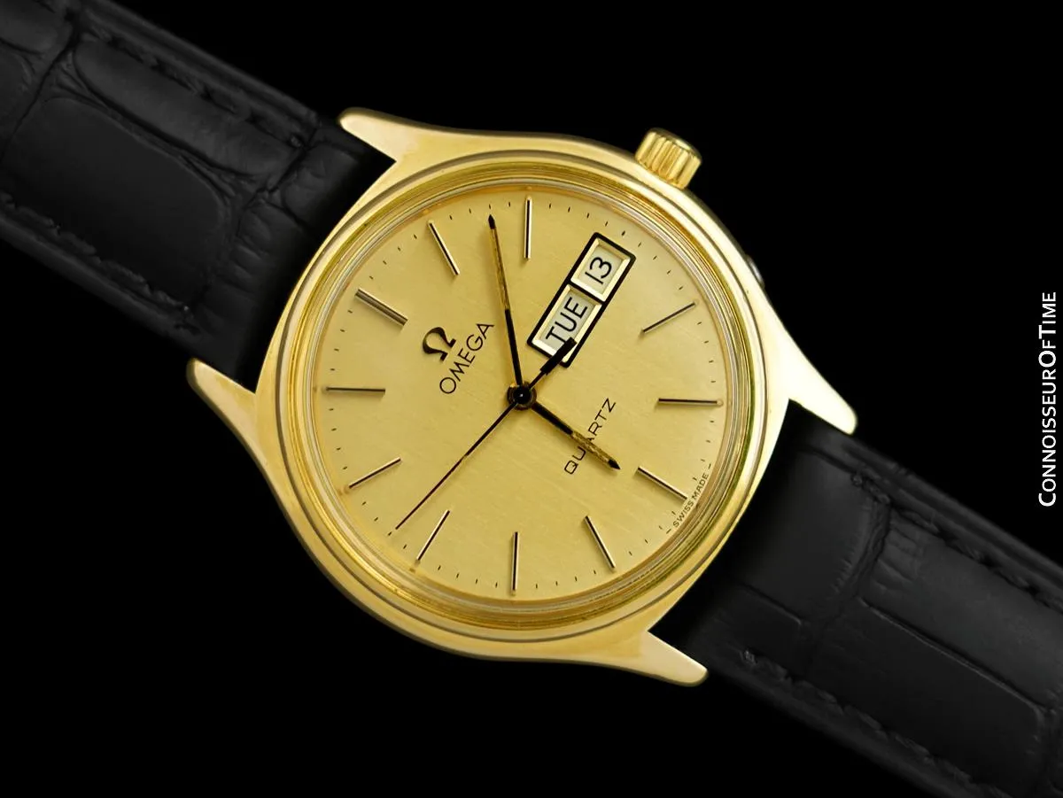 1978 Omega Seamaster Classic Vintage Mens Day Date Quartz Watch - 18K Gold Plated & Stainless Steel
