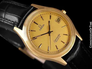 1982 Omega Seamaster Cherbourg Classic Vintage Mens Accuset Watch - 18K Gold Plated & Stainless Steel