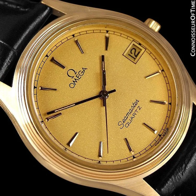 1982 Omega Seamaster Cherbourg Classic Vintage Mens Accuset Watch - 18K Gold Plated & Stainless Steel