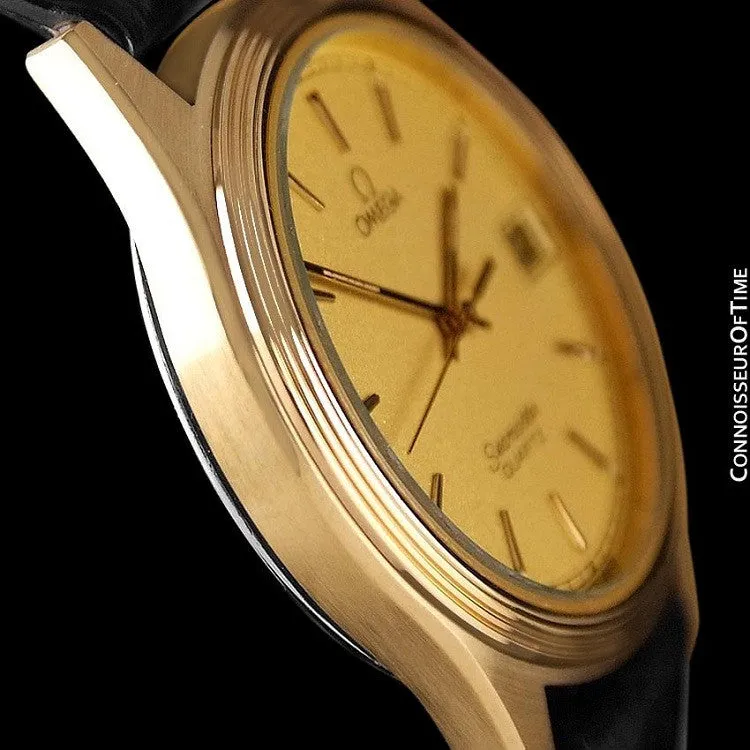 1982 Omega Seamaster Cherbourg Classic Vintage Mens Accuset Watch - 18K Gold Plated & Stainless Steel