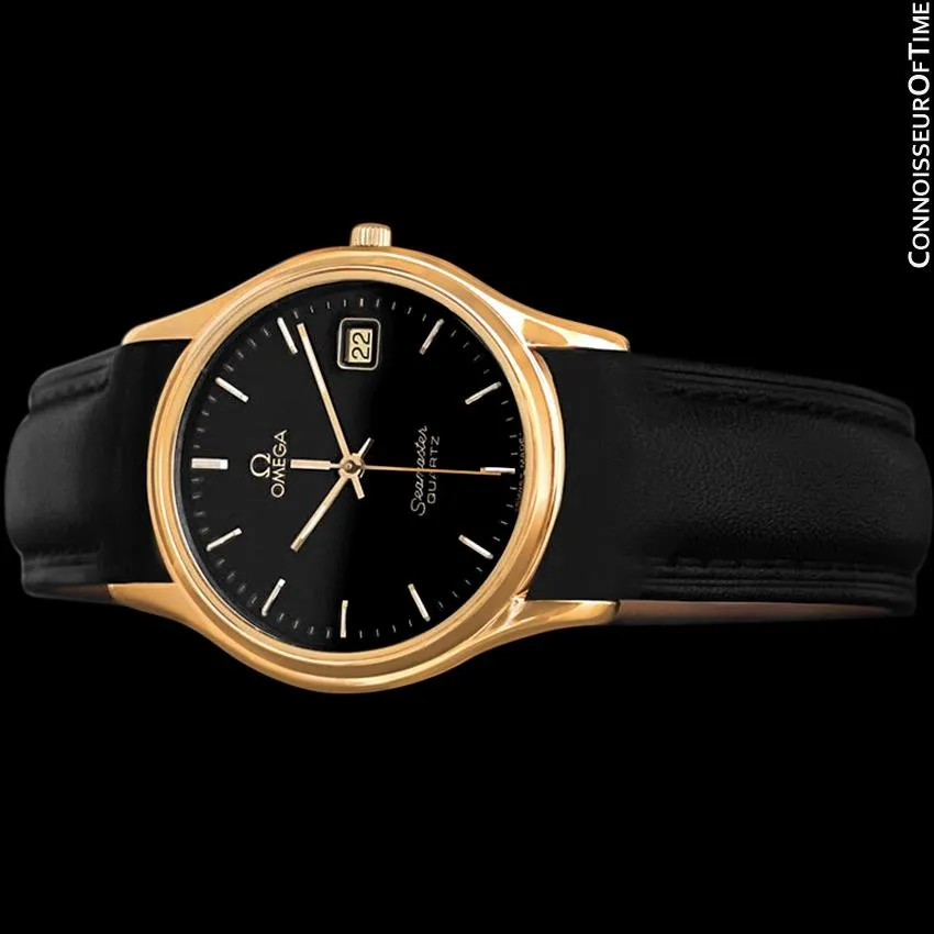 1982 Omega Seamaster Classic Accuset Vintage Mens Quartz Watch - 18K Gold Plated & Stainless Steel