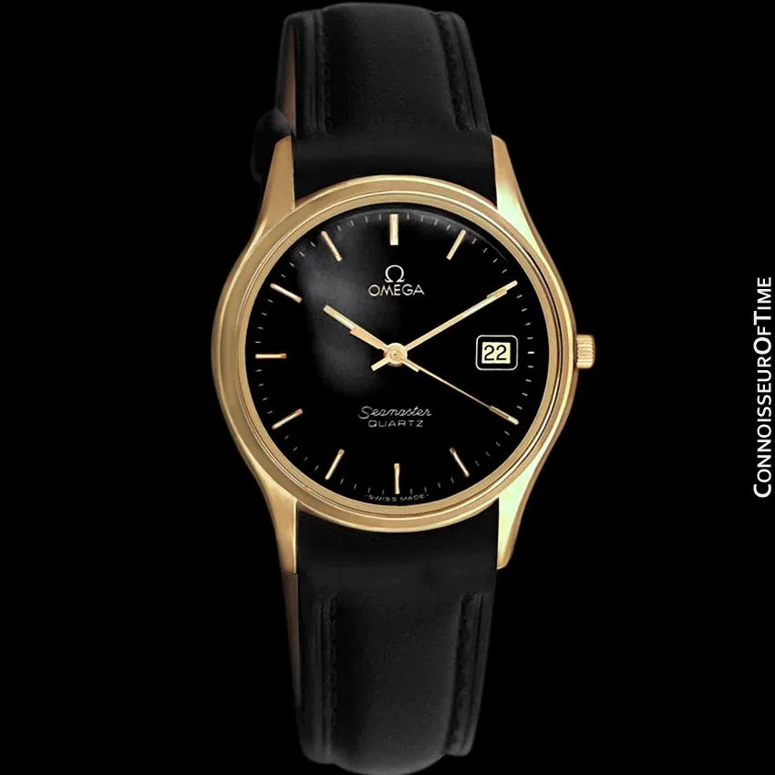 1982 Omega Seamaster Classic Accuset Vintage Mens Quartz Watch - 18K Gold Plated & Stainless Steel