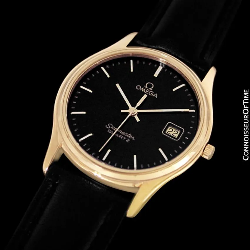 1982 Omega Seamaster Classic Accuset Vintage Mens Quartz Watch - 18K Gold Plated & Stainless Steel