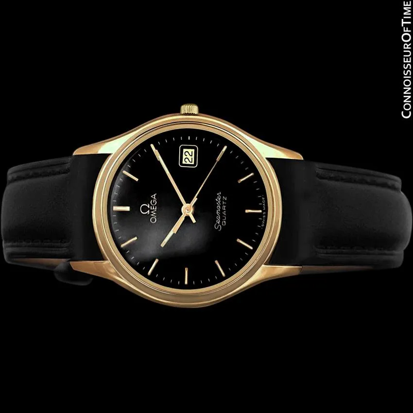 1982 Omega Seamaster Classic Accuset Vintage Mens Quartz Watch - 18K Gold Plated & Stainless Steel