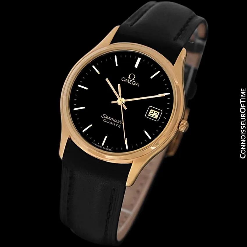 1982 Omega Seamaster Classic Accuset Vintage Mens Quartz Watch - 18K Gold Plated & Stainless Steel