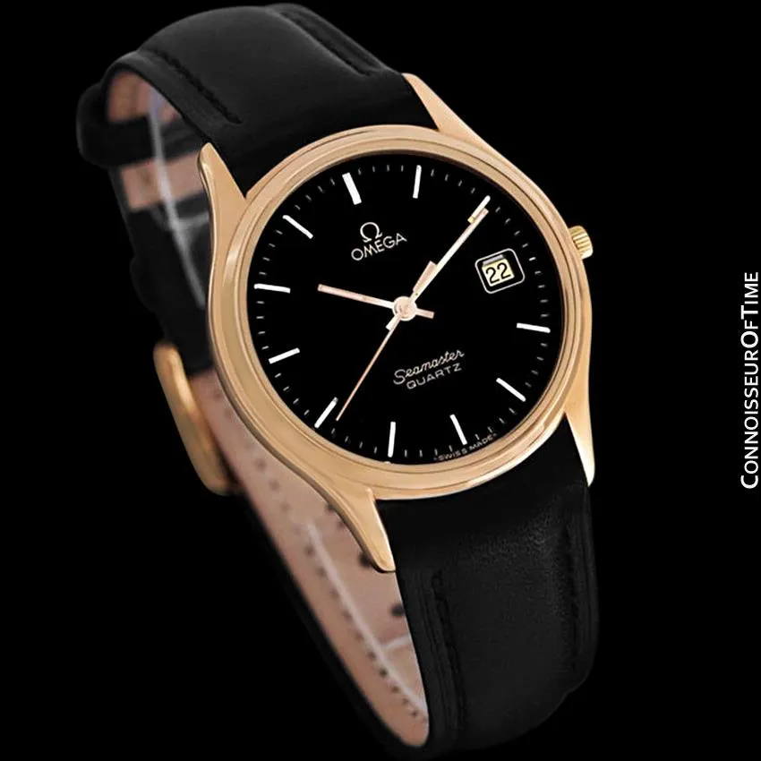 1982 Omega Seamaster Classic Accuset Vintage Mens Quartz Watch - 18K Gold Plated & Stainless Steel