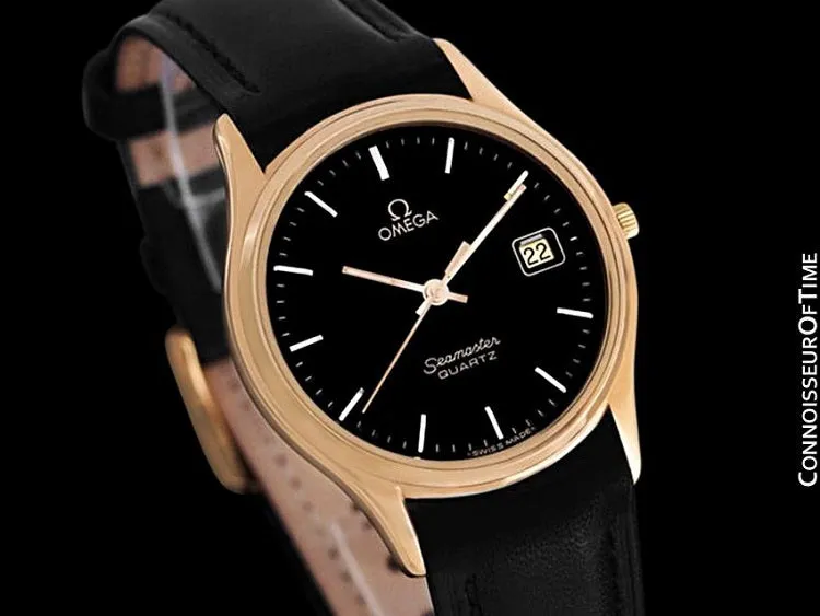 1982 Omega Seamaster Classic Accuset Vintage Mens Quartz Watch - 18K Gold Plated & Stainless Steel