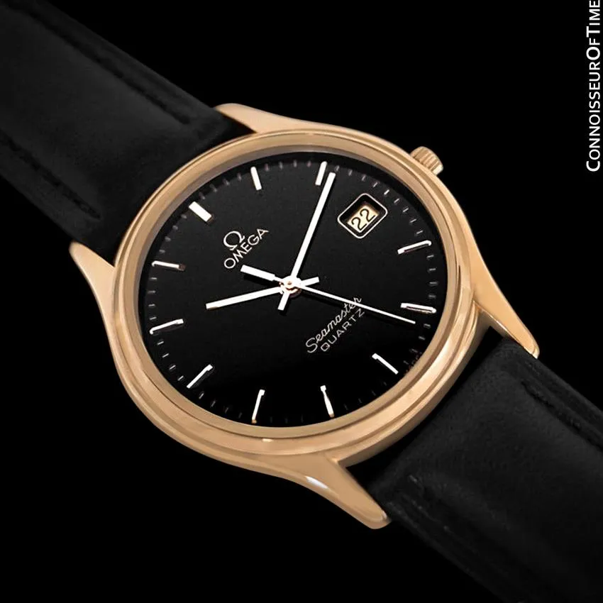 1982 Omega Seamaster Classic Accuset Vintage Mens Quartz Watch - 18K Gold Plated & Stainless Steel