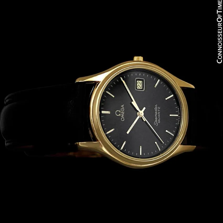 1982 Omega Seamaster Classic Accuset Vintage Mens Quartz Watch - 18K Gold Plated & Stainless Steel