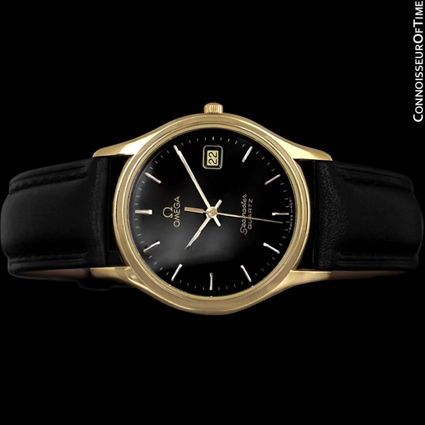 1982 Omega Seamaster Classic Accuset Vintage Mens Quartz Watch - 18K Gold Plated & Stainless Steel