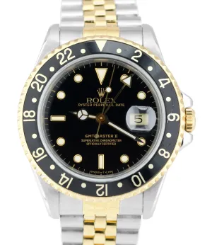 1989 Rolex GMT-Master II 16713 L Two-Tone Gold Steel Black Jubilee 40mm Watch