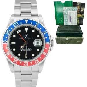 1994 Rolex GMT-Master II 40mm Pepsi RED BLUE 16710 Stainless Steel Watch B P