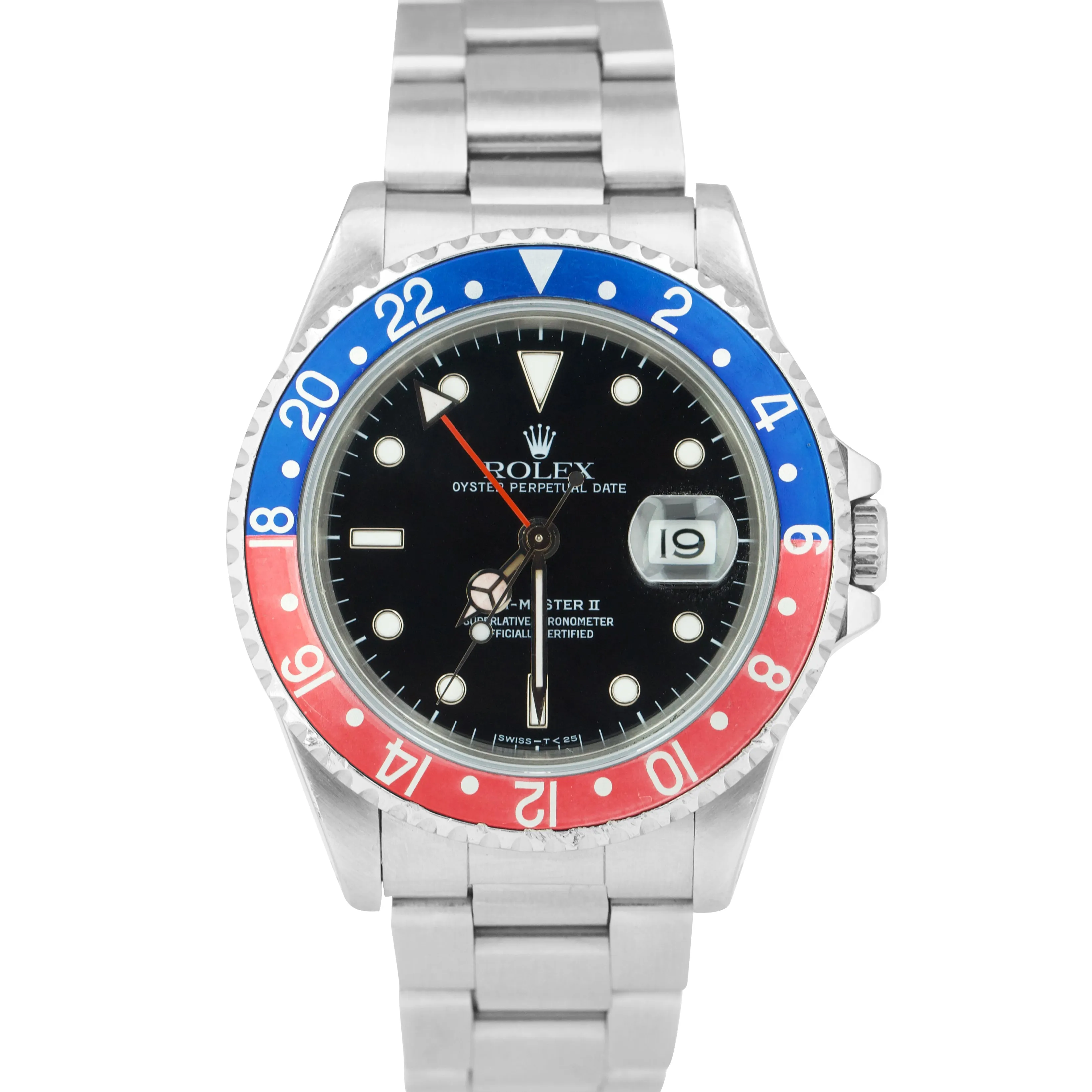 1994 Rolex GMT-Master II 40mm Pepsi RED BLUE 16710 Stainless Steel Watch B P