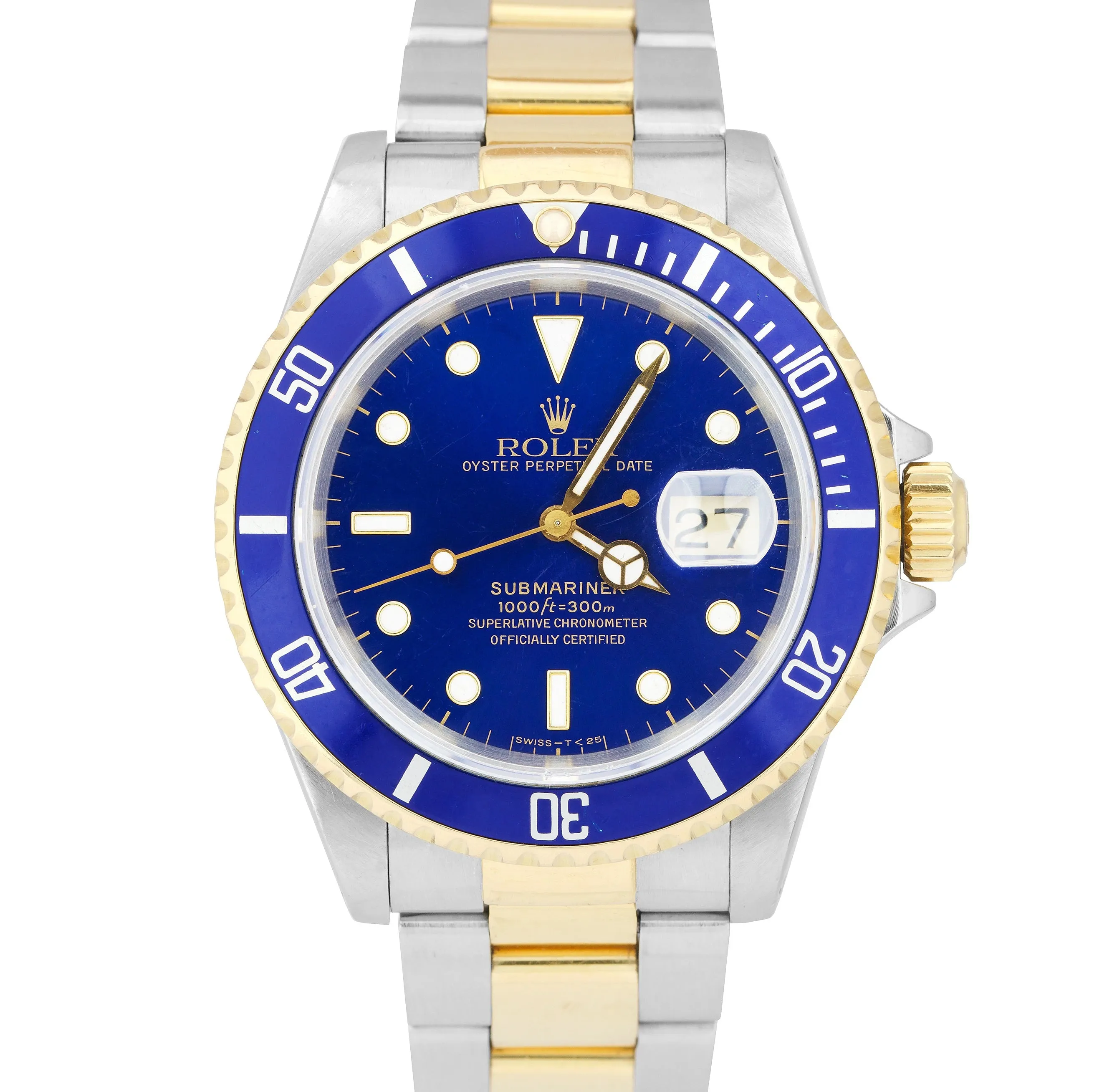 1994 Rolex Submariner Date Two-Tone Steel Gold Blue 40mm Watch 16613 LB FULL SET