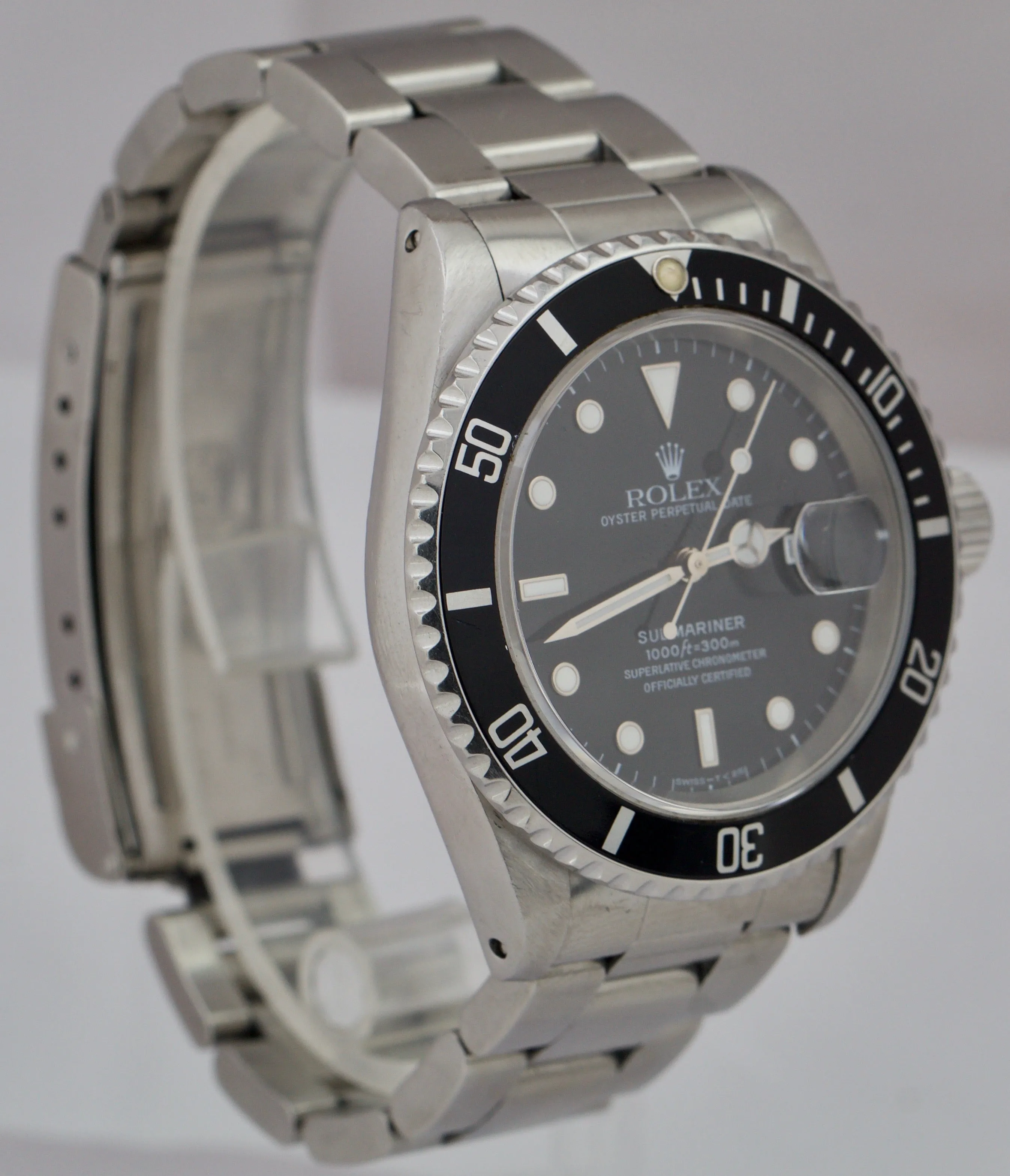 1996 Men's Rolex Submariner Date 40 mm Black Stainless Steel Dive Watch 16610