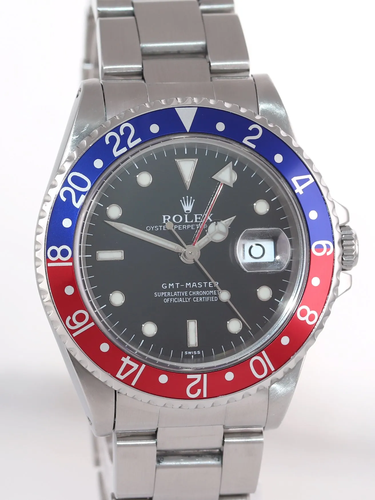 1998 PAPERS Rolex GMT-Master TRITIUM Pepsi Blue Red Steel 16700 Watch Box