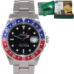 1998 PAPERS Rolex GMT-Master TRITIUM Pepsi Blue Red Steel 16700 Watch Box