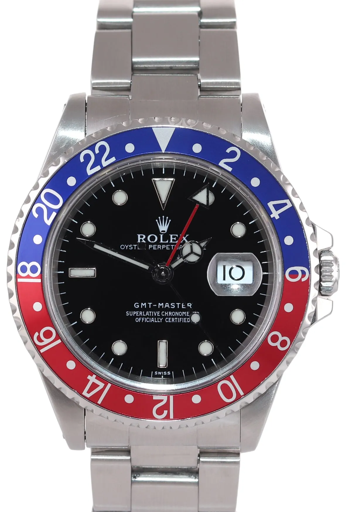 1998 PAPERS Rolex GMT-Master TRITIUM Pepsi Blue Red Steel 16700 Watch Box