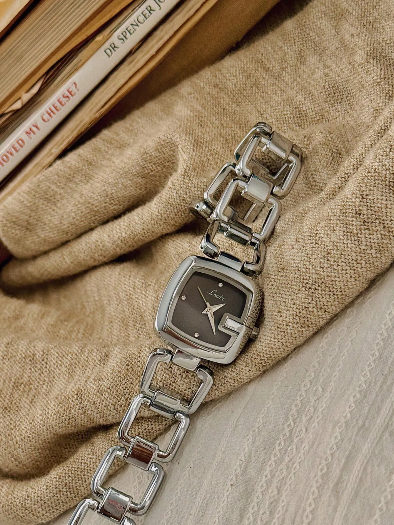 1pc Silver French Exquisite Rhinestone Bracelet Watch- FD ⚡