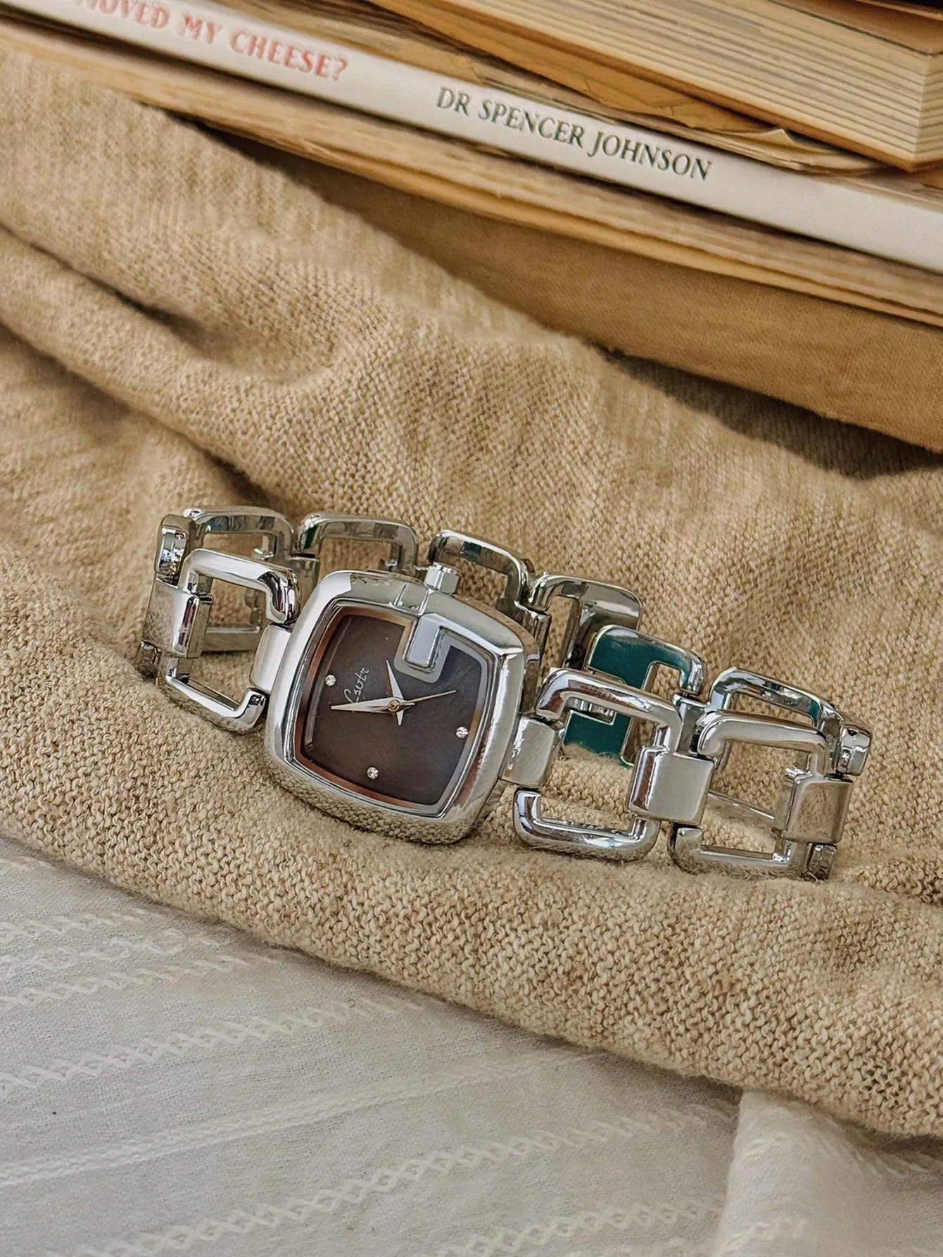1pc Silver French Exquisite Rhinestone Bracelet Watch- FD ⚡