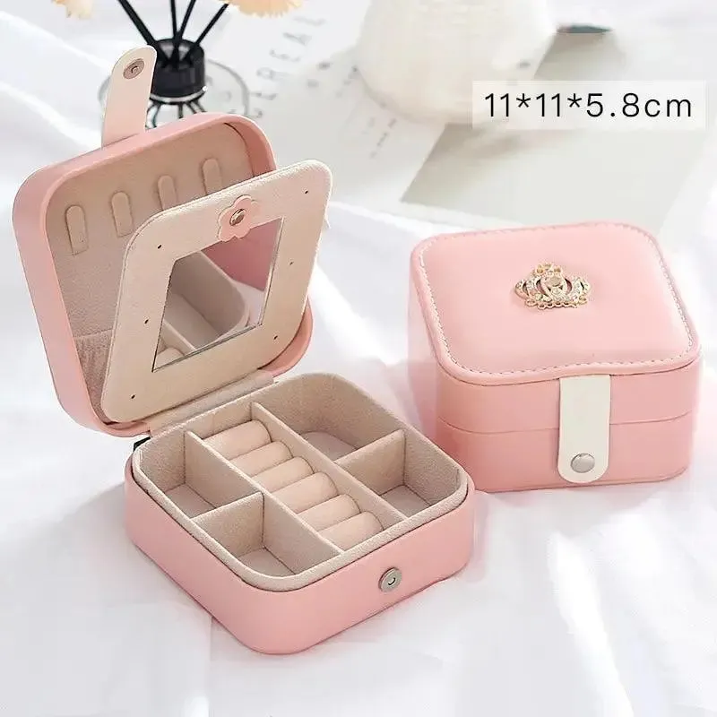 1pcs Double Layer Storage Box For Men And Women Large Capacity Leather Jewelry Box Hardware Latch Travel Portable Flip Lid Palm