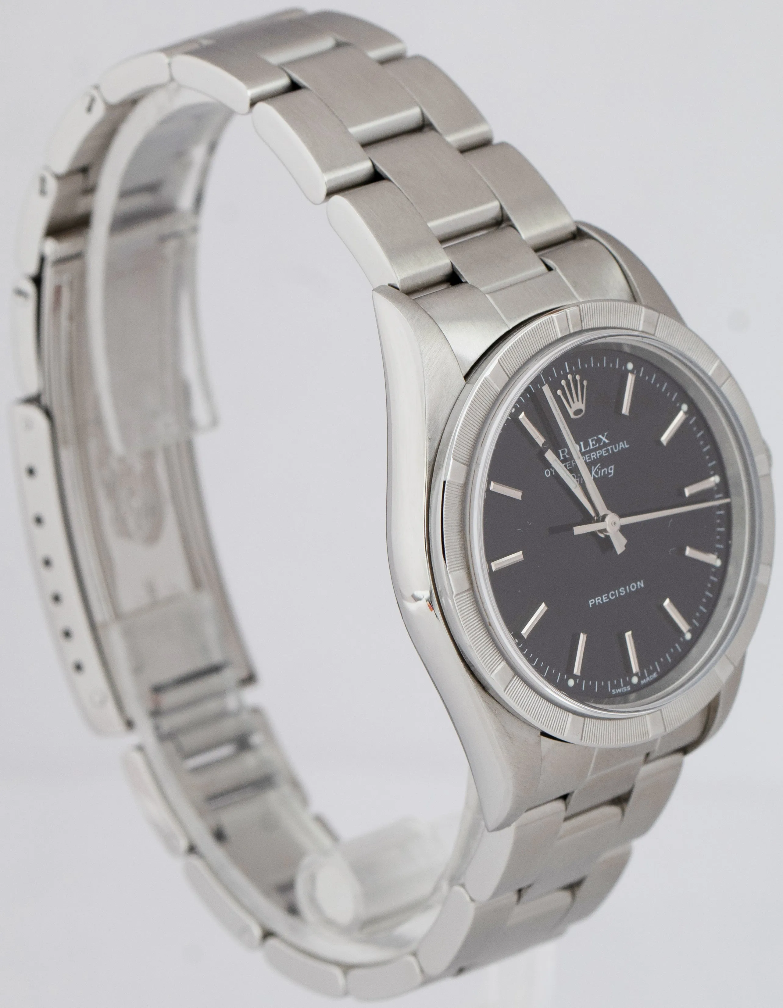 2000 Rolex Oyster Perpetual Air-King Black 14010 Stainless NO-HOLES 34mm Watch