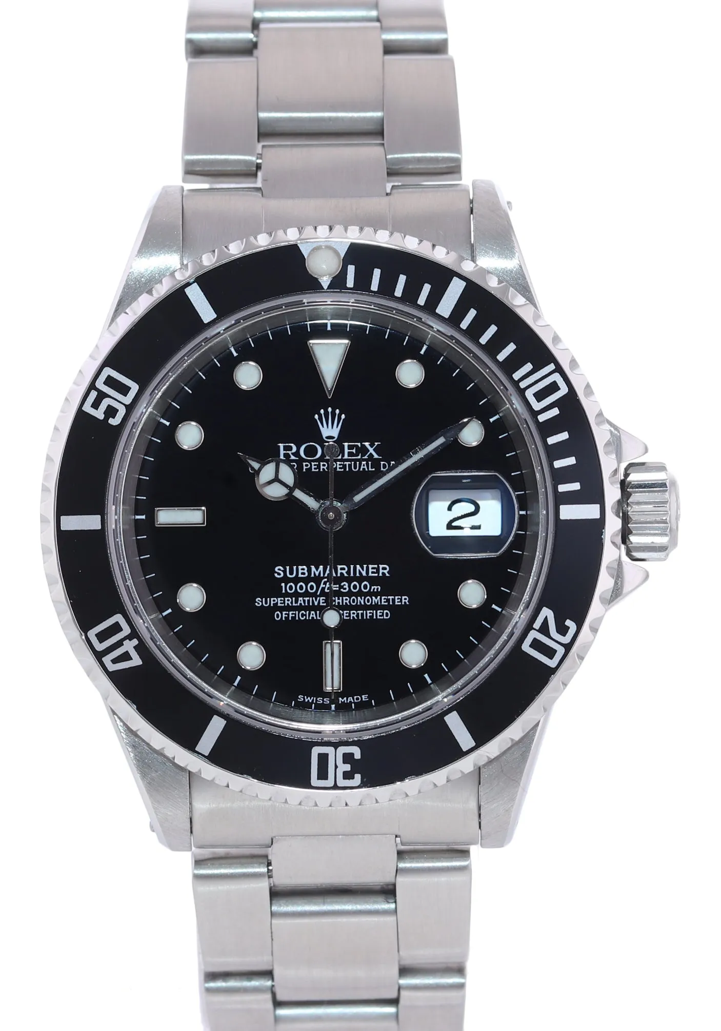 2000 Rolex Submariner Date 16610 Steel Black Dial 40mm Oyster Dive Watch Box