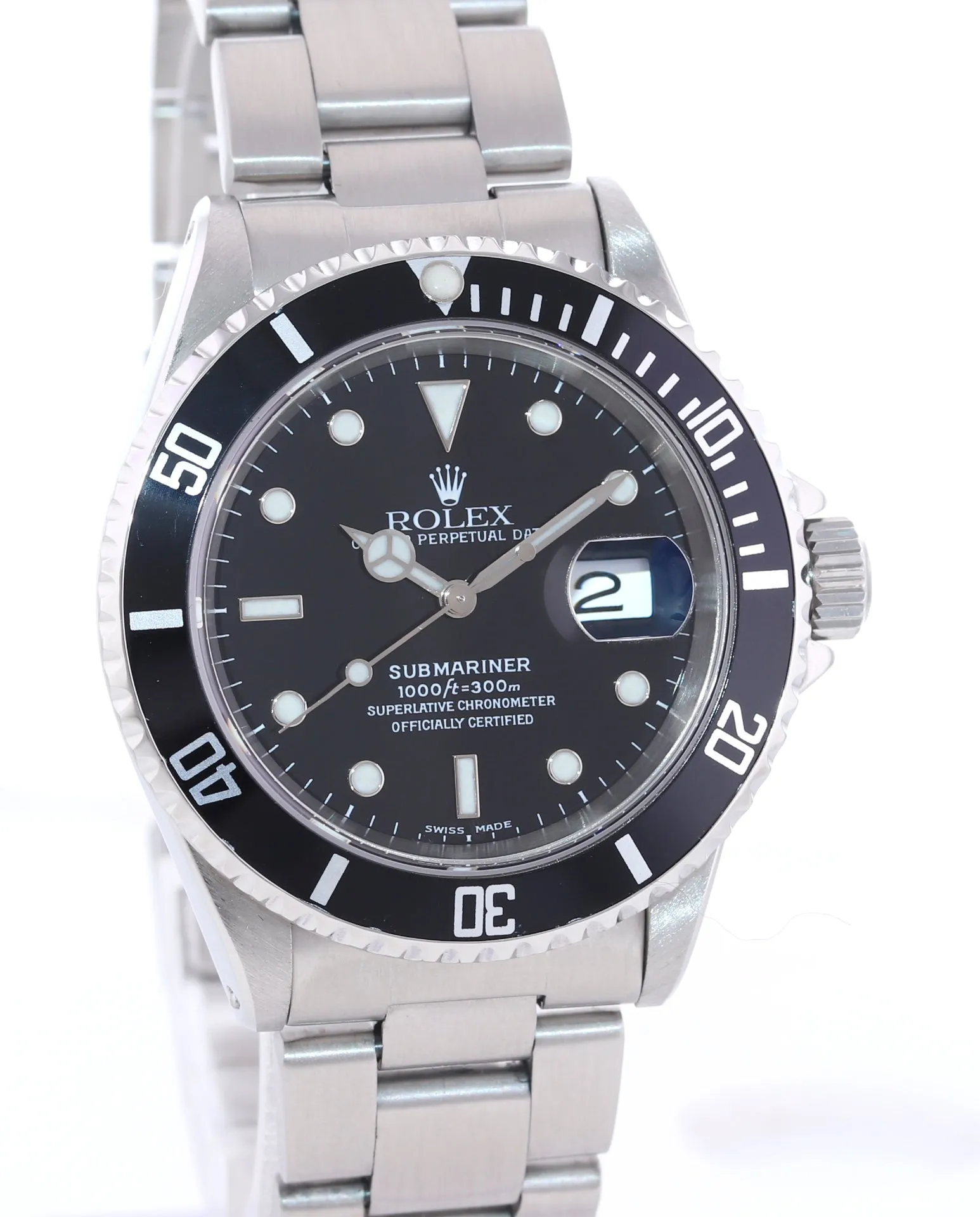 2000 Rolex Submariner Date 16610 Steel Black Dial 40mm Oyster Dive Watch Box