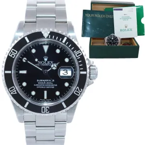 2001 MINT PAPERS MINT Rolex Submariner Date 16610 Steel SEL 40mm Watch Box