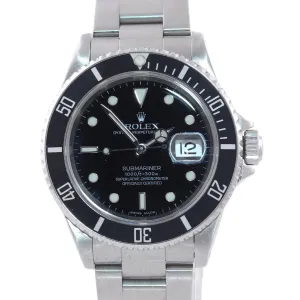 2002 Rolex Submariner Date 16610 Steel SEL Pre-Ceramic Black 40mm Watch