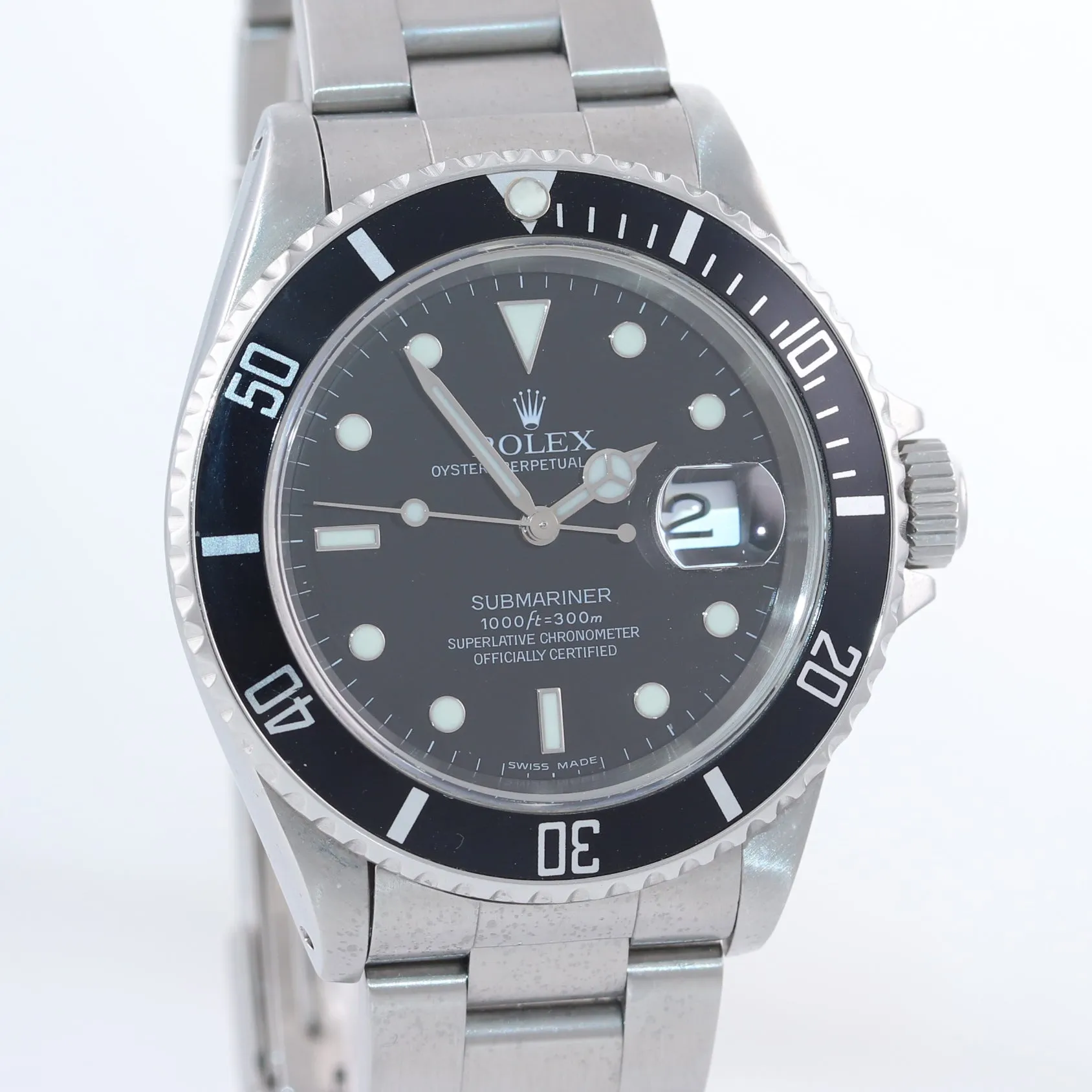 2002 Rolex Submariner Date 16610 Steel SEL Pre-Ceramic Black 40mm Watch
