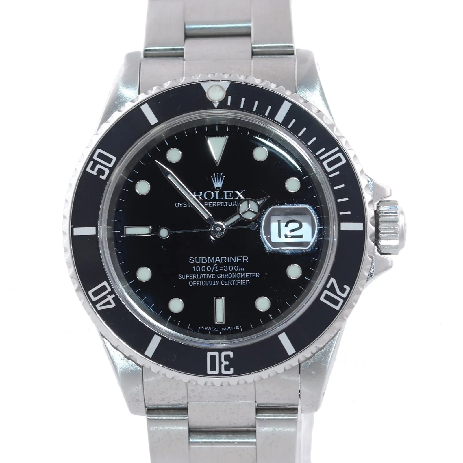 2002 Rolex Submariner Date 16610 Steel SEL Pre-Ceramic Black 40mm Watch