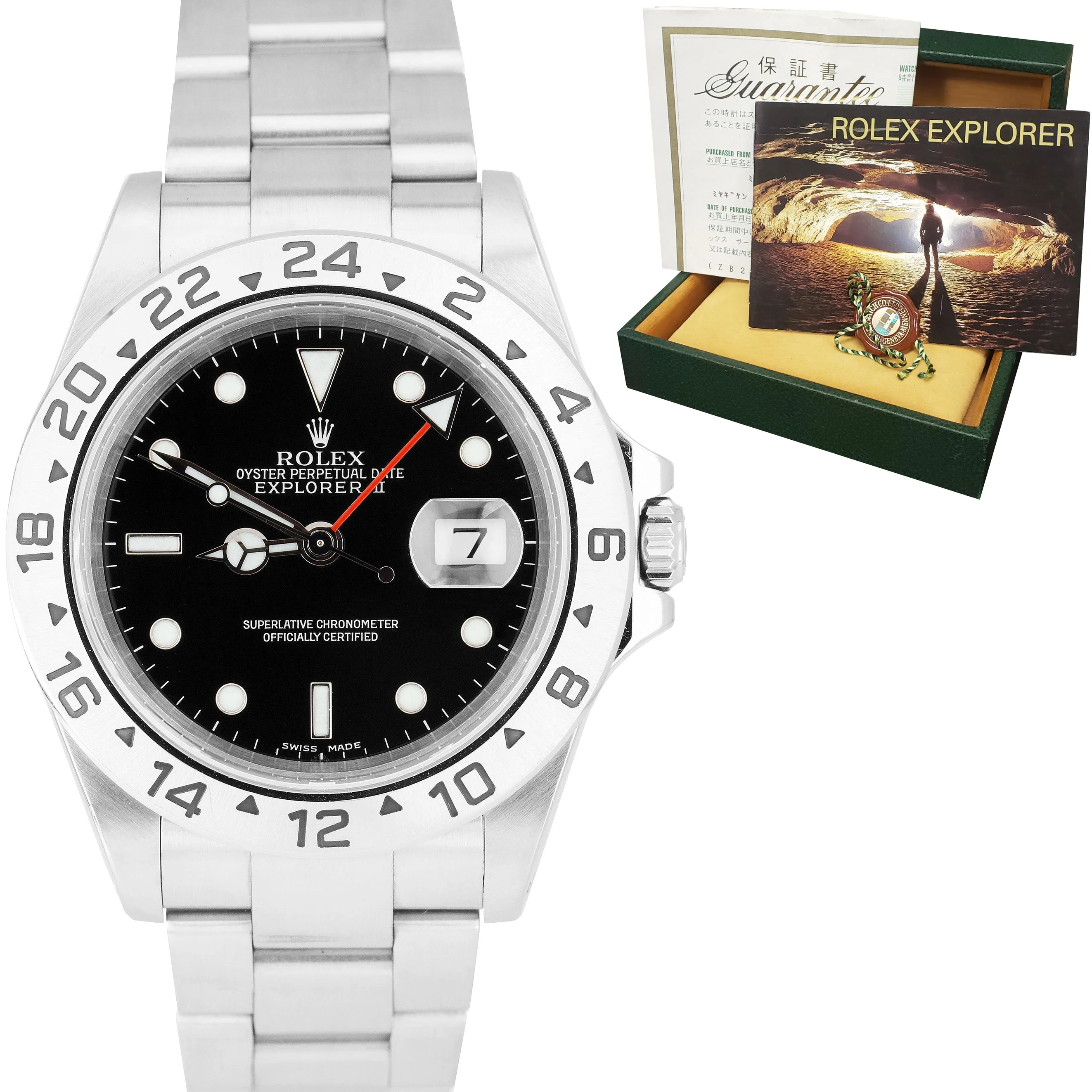 2003 Rolex Explorer II Black SEL 40mm GMT Watch 16570 JAPANESE PAPERS FULL SET