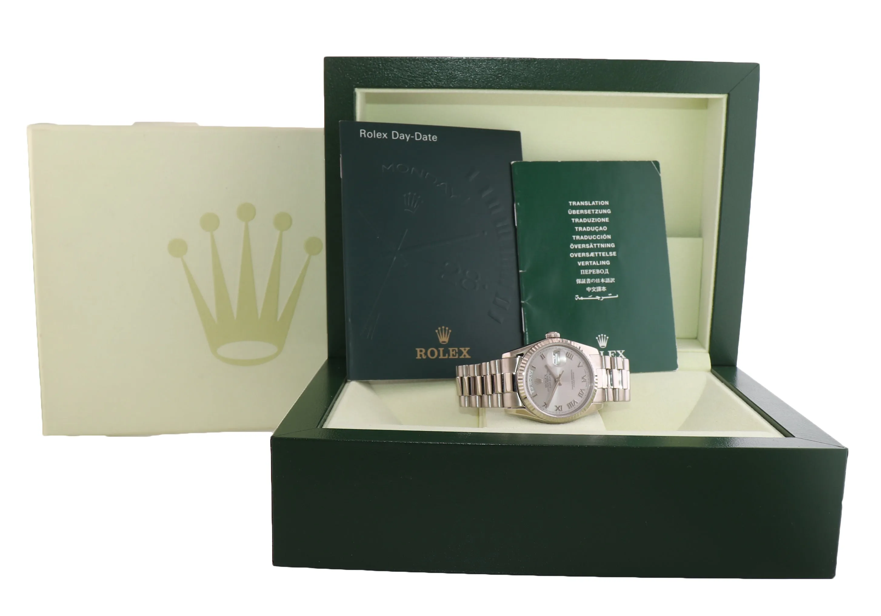 2007 REHAUT Rolex President Silver Roman118239 White Gold Modern Buckle Watch