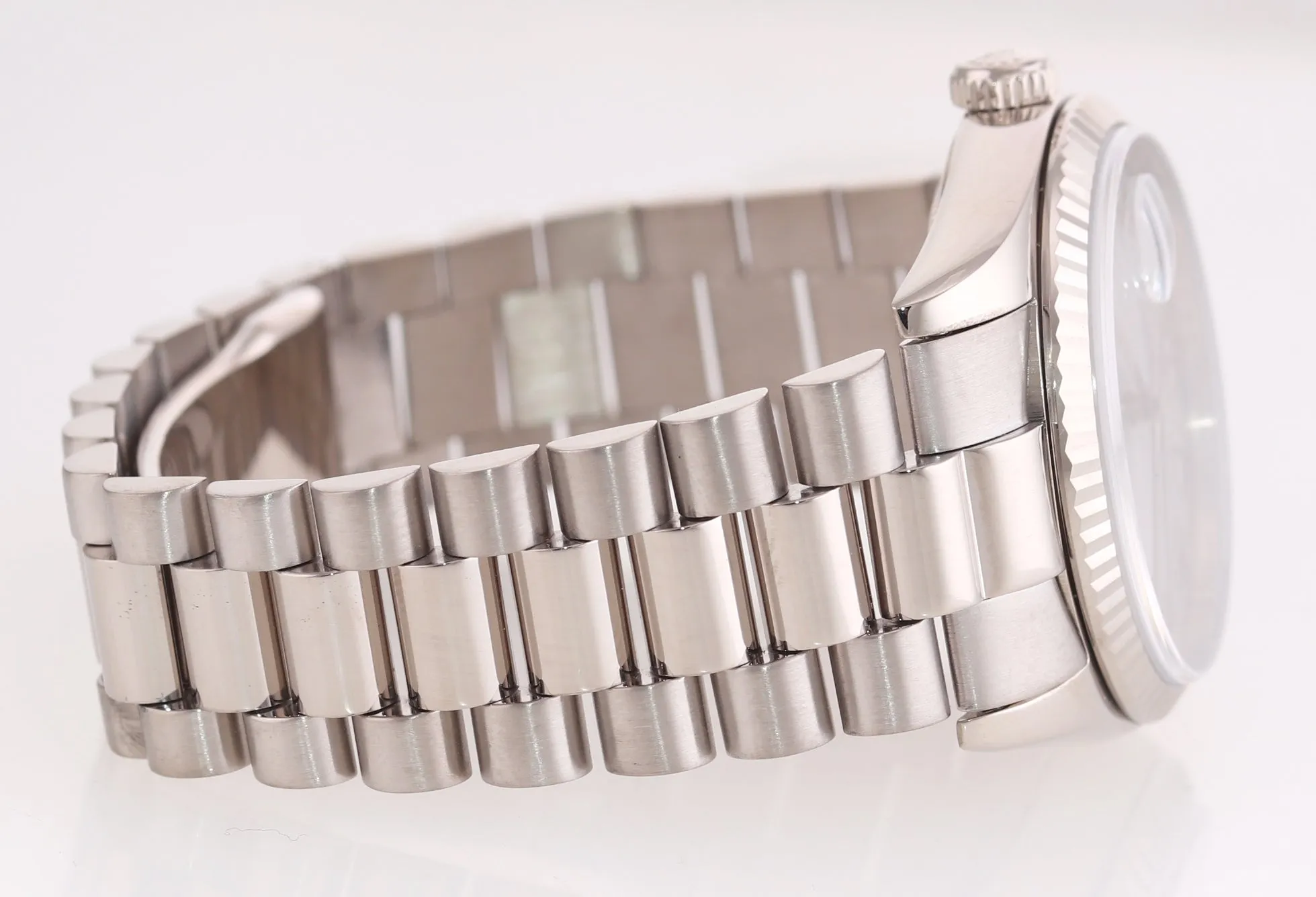 2007 REHAUT Rolex President Silver Roman118239 White Gold Modern Buckle Watch
