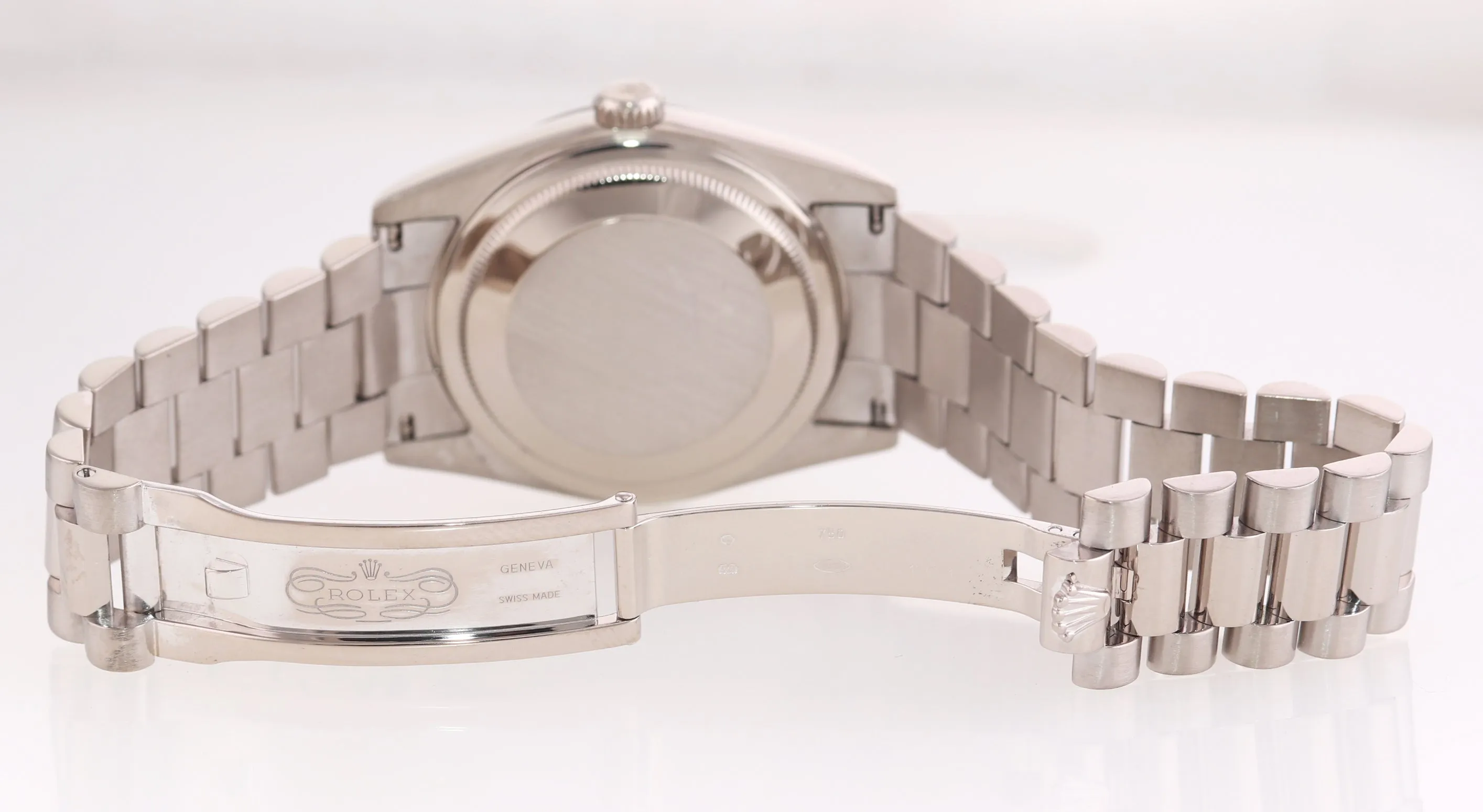 2007 REHAUT Rolex President Silver Roman118239 White Gold Modern Buckle Watch