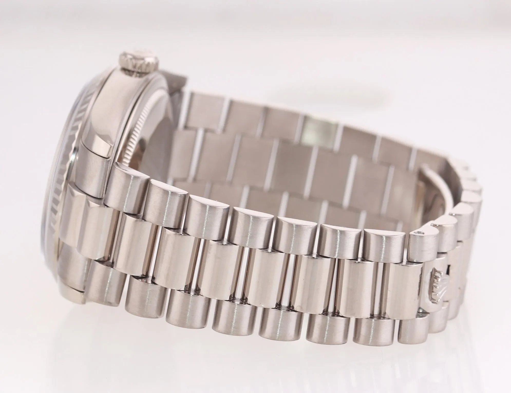 2007 REHAUT Rolex President Silver Roman118239 White Gold Modern Buckle Watch