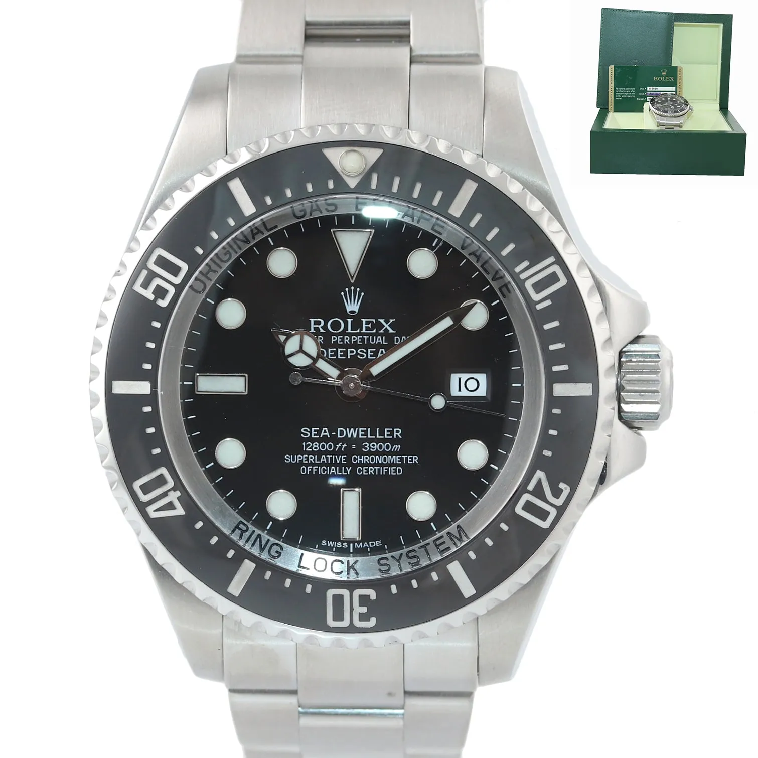 2010 PAPERS Rolex Sea-Dweller DEEPSEA 116660 Steel 44mm Black Ceramic Dive Watch